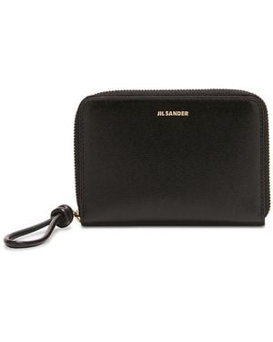 Jil Sander Giro Leather Zip Around Wallet - Black