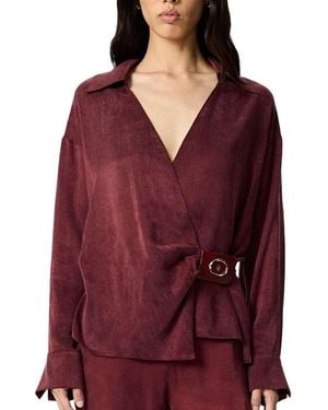 Nocturne Logo Buckle Wrap Blouse - Red