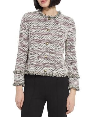 Lyssé Cleo Tweed Fringe Trim Jacket - Gray