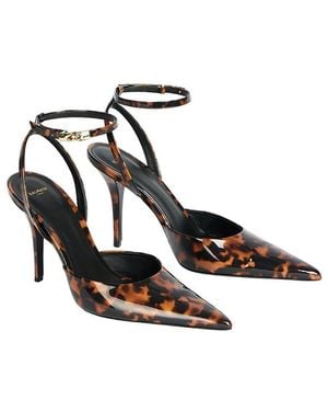 Balmain Printed Patent Leather Strappy Courts - White