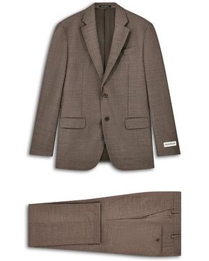Emporio Armani Regular Fit Hopsack Plaid Wool Suit - Brown