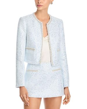 LoveShackFancy Kelli Sequined Jacket - White