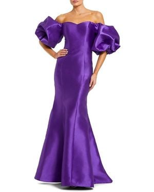Mac Duggal Sweetheart Off The Shoulder Puff Sleeve Gown - Purple