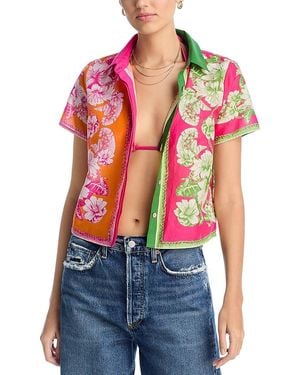 FARM Rio Floral Mixed Scarves Shirt - Blue