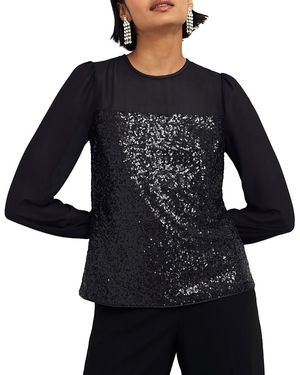 Hobbs Zariah Sequin Top - Black