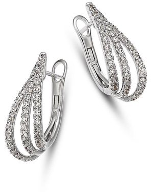 Bloomingdale's Fine Collection Diamond Pave Cut Triple Twist Oval Hoop Earrings - White