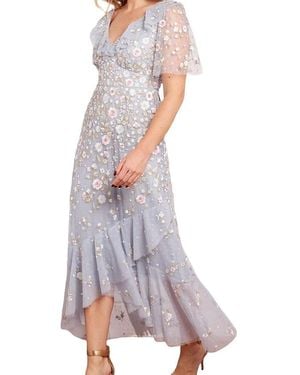 Needle & Thread Ethereal Blooms Frill Ankle Gown - White
