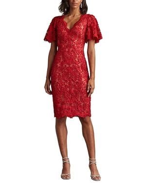 Tadashi Shoji Arnett Embroidered Flutter Sleeve Dress