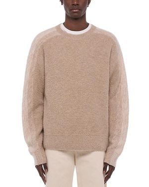 Helmut Lang Brush Stripe Crewneck Wool Sweater - Natural