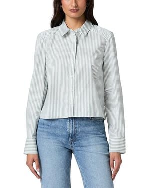 PAIGE Hettie Stripe Cotton Button-Up Shirt - Blue