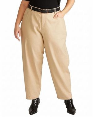 UNIVERSAL STANDARD Plus Lou Barrel Leg Linen Pants - Natural