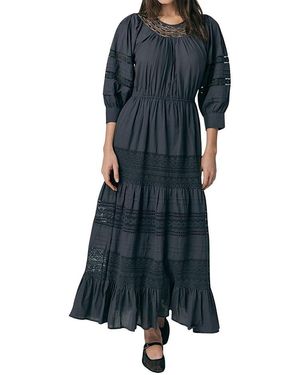 Ghost Leoni Lace Trim Cotton Midi Dress - Blue