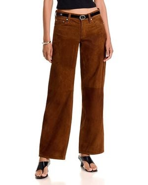 Rag & Bone Saige Suede Low Rise Wide Leg Jeans - Brown