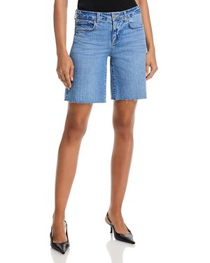 L'Agence River Mid Rise Bermuda Shorts - Blue
