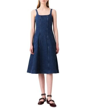Maje Midi Denim Babydoll Dress - Blue