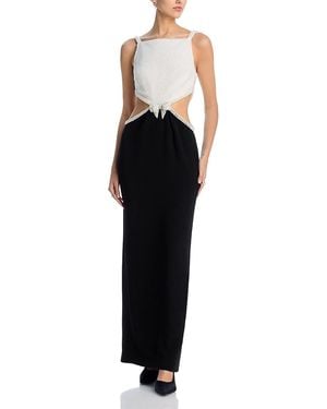 Self-Portrait Crepe Embellished Cutout Gown - Black
