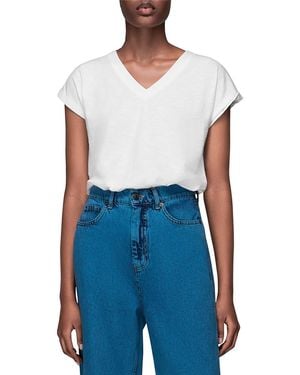 Whistles Willa V Neck Cap Sleeve Tee - White