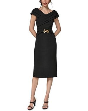 Donna Karan Portrait Neck Hardware Trim Sheath Dress - Black
