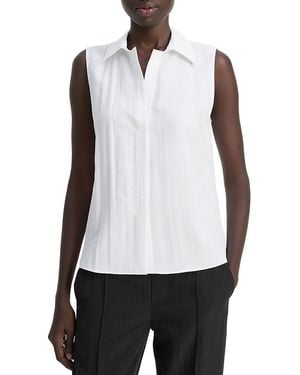 Vince Boxy Sleeveless Button Down Shirt - White