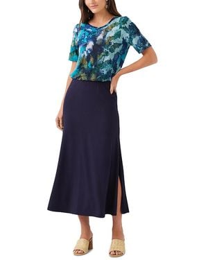 Karen Kane Side Slit Midi Skirt - Blue