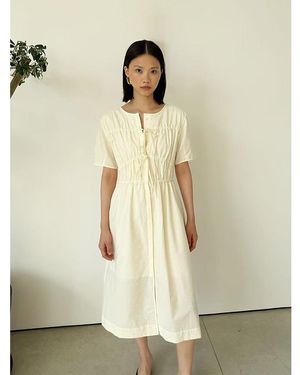 Jovonna London Alenka Ruched Midi Dress - Natural