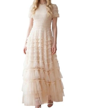 Needle & Thread Valentine Ruffle Maxi Gown - Natural