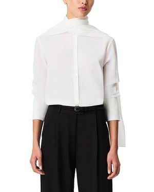 Another Tomorrow Signature Bow Blouse - White
