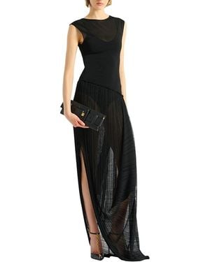 Balmain Long Draped Viscose Dress - Black