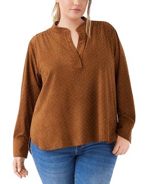 Karen Kane Plus Size Faux Suede Studded Top - Brown
