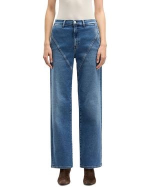 7 For All Mankind Stovepipe High Rise Straight Jeans - Blue