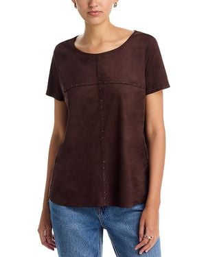 SINGLE THREAD Faux Suede Top - Brown