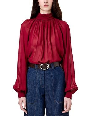 Nicholas Solene Mock Neck Draped Top - Red