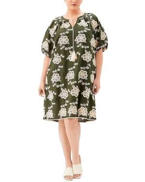 Karen Kane Plus Puff Sleeve Tassel Dress - Green