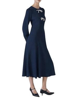 Ghost Cora Crepe Tie Front Midi Dress - Blue