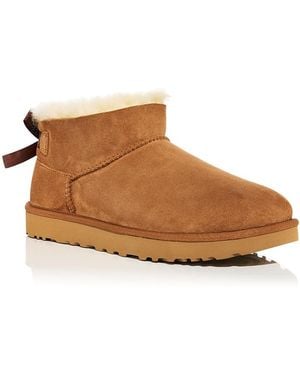 UGG Ultra Mini Bailey Bow Shearling Lined Boots - Brown