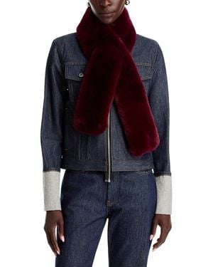 Echo Long Faux Fur Pull Through Scarf - Blue