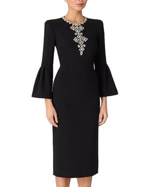 Jenny Packham Margoni Bell-Sleeve Embellished Midi Dress - Black
