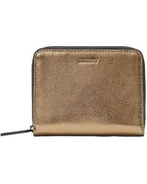 AllSaints Lena Hex Metallic Leather Zip Wallet - Brown
