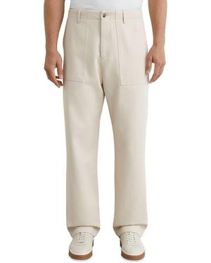 Reiss Dilan Relaxed Fit Cotton Blend Wide Leg Pants - Natural