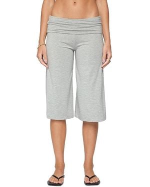 Edikted Shirly Wide Leg Foldover Capri Pants - Gray