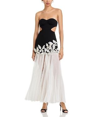PATBO Runway Floral Strapless Dress - Black