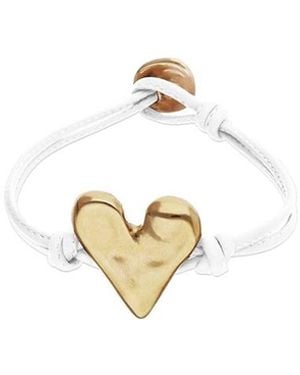 Uno De 50 Leather Bracelet With-Plated Heart Detail - White