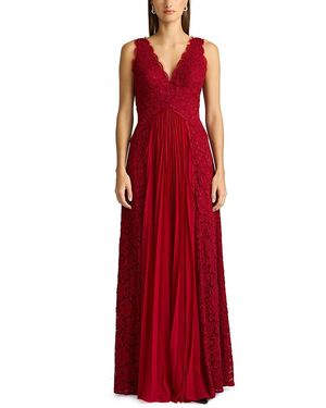 Zac Posen Pleated Lace Gown - Red