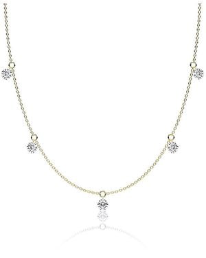 Vrai Floating 5 Station Necklace, 1.25Ctw Round Brilliant Lab Created Diamonds, 18 - Metallic