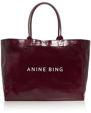 Anine Bing Leo Large Coated Canvas Tote Bag - Purple
