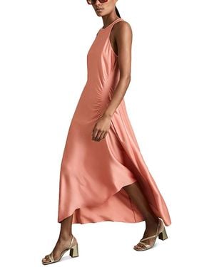 【海外限定】REISSドレス☆Navy Anessa Petite Satin Shirred Mi Buy Reiss Navy Anessa Petite Satin Shirred Midi Dress from