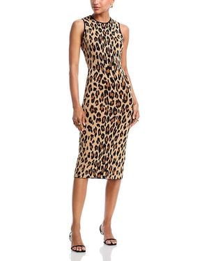Aqua Leopard Print Midi Dress - Brown