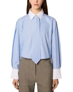 Tresser Cropped Shirt With Tie - Blue