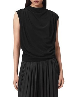 AllSaints Emerson Draped Jersey Top - Black