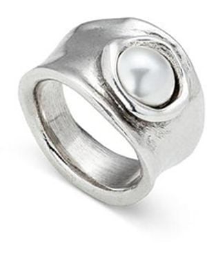 Uno De 50 Sterling-Plated Ring With Crystal - White